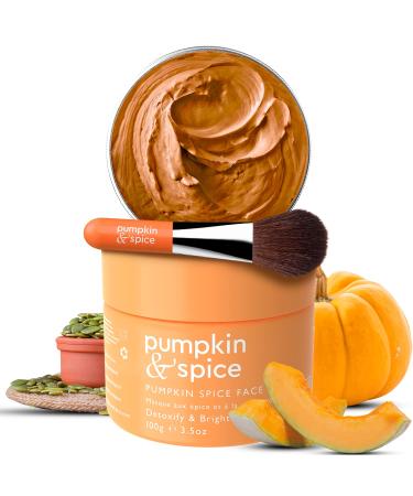 Pumpkin Spice Clay Enzyme Facial Mask - Removes Pimples, Pore Minimizer, Blackheads, Wrinkles, Breakouts, Acne, Hydrates, Tightens, Brightens, Organic Pumpkin Seed Oil Dermal Body Purifying 3.5 oz