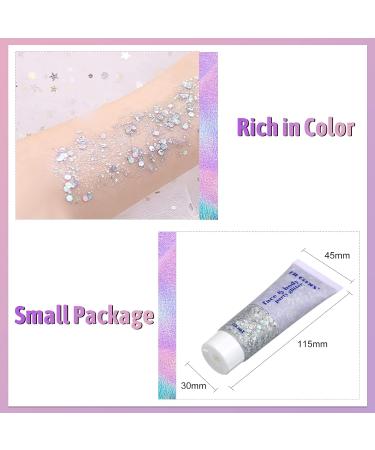 BestAuty Glitter Make-Up Gel 50ml - Long-Lasting Body Glitter for Face Hair Lips & Nails | Silver #5 - Perfect for Festivals & Parties - Buy Online on GoSupps.com