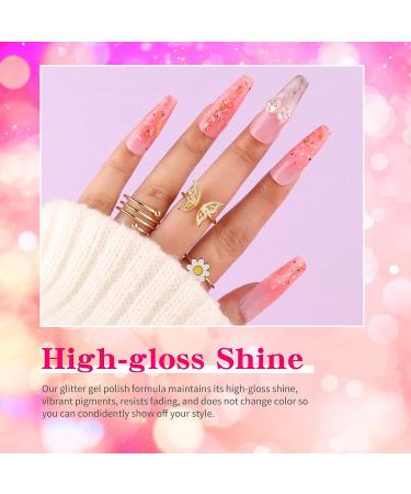Noirwhite Glitter Gel Nail Polish Set - 12 Piece Chunky Sparkle Kit for UV LED Manicures - Gold Silver Blue Pink Transparent Jelly Colors - Soak Off Nail Lacquer Art Gift - Buy Online on GoSupps.com