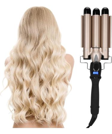 3 Barrel Curling Iron Temperature Adjustable Portable Crimper Hair Iron Ceramic Tourmaline Triple Barrels Hair Crimper with Long-Lasting Styling for Travel Beach Waves Gold 110 240v(US 32mm) - Buy Online on GoSupps.com