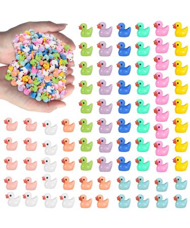 Movstriker 80Pcs Mini Resin Ducks Realistic Shape Tiny Ducks 10 Color Cute Miniature Toy Baby Bath Time Toys Mini Rubber Ducks Ornaments for Garden Landscape Dollhouse DIY Fairy Crafts Decorations 80Pcs-10 Colors