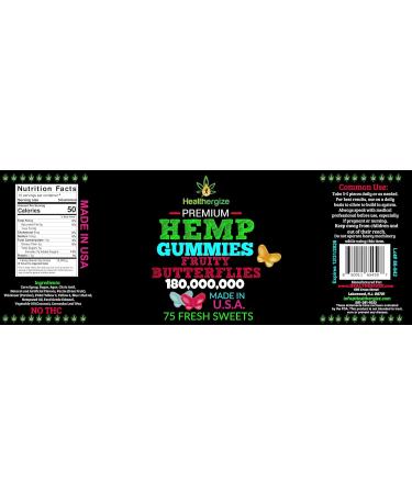 Hemp Gummies-Premium Butterflies-Best Tasting, Soft and Fresh-Made in USA-Natural Hemp Oil for Calm, Relax, Rest, Discomfort-75 Sweets TROPICAL BUTTERFLY - Buy Online on GoSupps.com