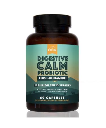 Natural Rhythm Digestive Calm Probiotic + L-Glutamine 25 Billion CFU 13 Strains Digestive & Immune Support Supplement Vegetarian Capsules (60 Count)