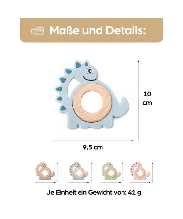 Dinosaurs Bite Ring for Baby | Wooden & Silicone Blue | BPA-Free Teething Toy | Perfect Gift for Newborns | Sustainable & Eco-Friendly - Buy Online on GoSupps.com