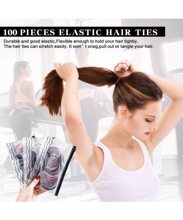 100 Piece Elastic Hair Ties Set for Women - Multi-Colored Hair Ties for All Hair Types - Buy Online on GoSupps.com
