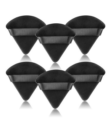 AMMON 6 Pcs Powder Puff Black Triangle Soft Makeup Powder Puff Face Makeup Sponge Puff Velour Makeup Puff Pure Cotton Powder Puff for Loose Mineral Powder Cosmetic Body Contouring Tools