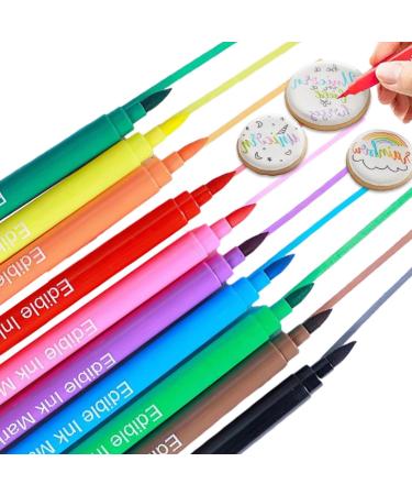Edible 10 Colors Rainbow Dust Edible Markers Double Head Available Fine and Thick Tip Food Grade Gourmet Writers for Fondant Cakes Guanglu