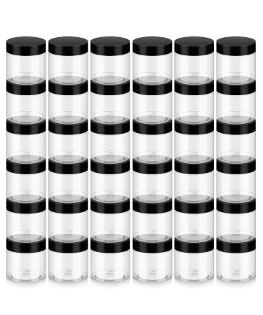 Loretoy Household 2oz Plastic Jars with Lids 36 Pack BPA Free Reusable Refillable Transparent Cosmetic Containers for Bath Salts Cosmetics Powders Beauty Product and Small Accessories Black 2 Ounce-pack of 36