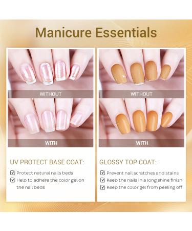Modelones No Wipe Gel Top and Base Coat Set 2Pcs - Clear Shine Finish - Long Lasting Soak Off UV/LED Gel Nail Polish - Home DIY & Salon Friendly - Buy Online on GoSupps.com