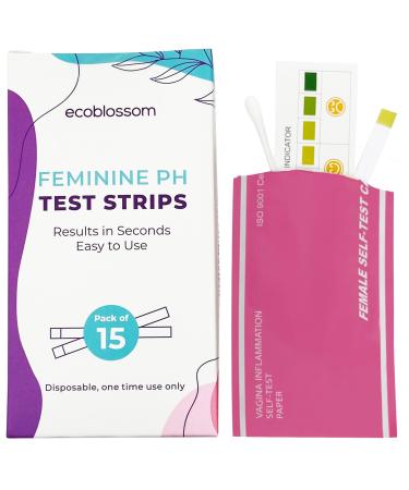 EcoBlossom Vaginal pH Test Strips for Women - Check pH Balance - Monitor Bacterial Vaginosis BV Treatment - Prevent Yeast Infection UTI - Fast Accurate Results Individual Sealed Pouch (15 Count) pH Test Strips 15 Count (Pack of 1)