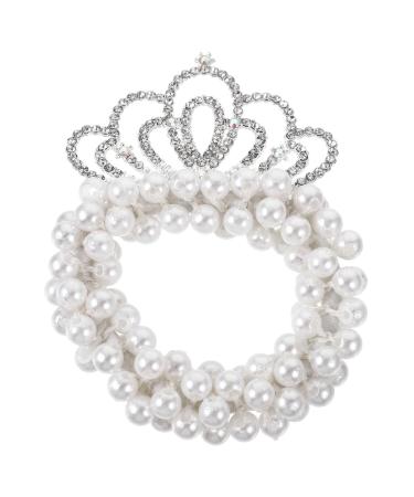 minkissy Girls Hair Accessories Pearl Hair Scrunchies Girls Hair Ties Pearl Hair Tie with Crown Pearl Hair Ties Ponytail Headband Pearl Beading Child Alloy South Korea Little Girl