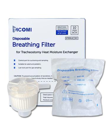 TICOMI Tracheostomy Humidifier Breathing Filter for Tracheostomy Heat Moisture Exchanger, HME Suitable for Joint Diameter 15mm, 10 per Box