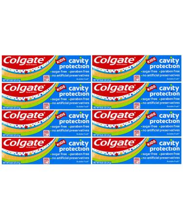 Colgate Kids Cavity Protection Fluoride Toothpaste Bubble Fruit Flavor Travel Size 0.85 oz (24g) - Pack of 8