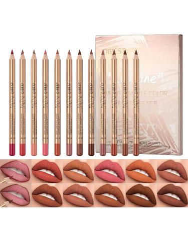 Sitovely 12 Colors Slim Lip Liner Pencil Set Longwear Smooth Lip Pencil Creamy Lip Liner Matte Lipstick Premium Waterproof Lip Pen High Pigmented Natural Lip Makeup - Buy Online on GoSupps.com