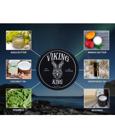 Viking King Beard Co. Unscented Beard Balm - All Natural Conditioner Softener & Strong Hold Beard Butter - Premium Beard Care for Men - Buy Online on GoSupps.com