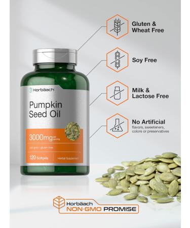 Horb ach Pumpkin Seed Oil | 3000mg | 120 Softgel Capsules | Cold Pressed Dietary Supplement | Non-GMO and Gluten Free Formula - Buy Online on GoSupps.com