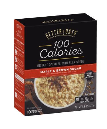 Better Oats 100 Calories Maple & Brown Sugar Instant Oatmeal with Flax Seeds 9.8 Ounce (Pack of 6)