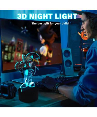 AIRUEEK Sonic the Hedgehog 3D Night Light | 16 Color LED Illusion Lamp | Bedroom Decor & Birthday Gifts for Men | Unique Fathers Day Gift - Buy Online on GoSupps.com