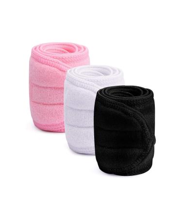 3 Pieces Towel Headband XCOZU Make Up Hair Band Head Bands Spa Facial Cosmetic Headbands for Women Beauty Sport Yoga Shower Wash Face Terry Towelling Headband with Self-adhesive Tape(3 Colors)