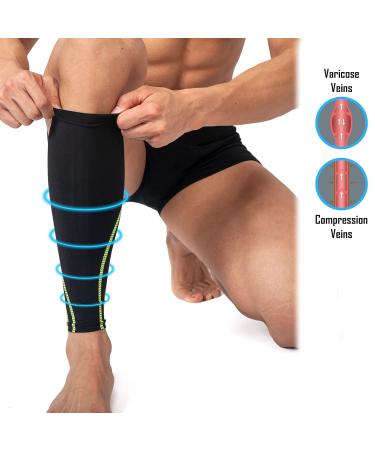 360 RELIEF Compression Calf Sleeves for Men and Women | Shin Splints, Muscle Cramps | Running, Hiking, Marathon | M L XL Sizes | Black M-1PAIR - Buy Online on GoSupps.com