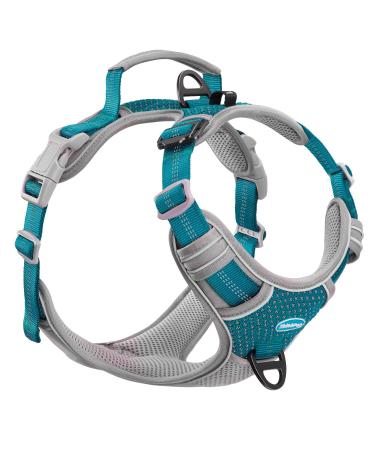 Thinkpet Anti Zug Dog harness dog harness with handle easy to control dog harness adjustable without choking dog dishes reflective breathable upholstered (m bright blue -green) bright blue -green m (1 Pack)