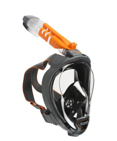 OCEAN REEF - Aria QR + Quick Release Snorkeling Mask - Full Face Snorkeling Mask - 180 Degree Underwater Vision - 8 Colours and 4 Sizes Black Medium / Large