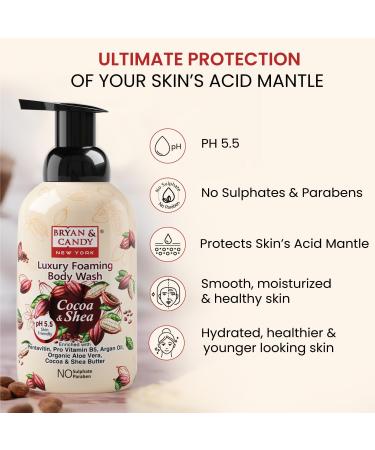 Luxury Foaming Body Wash - Hydrating Cocoa Shea with Pentavitin & Argan Oil for All Skin Types - 400ml - Buy Online on GoSupps.com