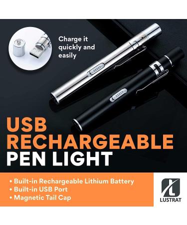 Lustrat USB Rechargeable Pen Light - Lightweight Medical Pocket Flashlight - Buy Online on GoSupps.com