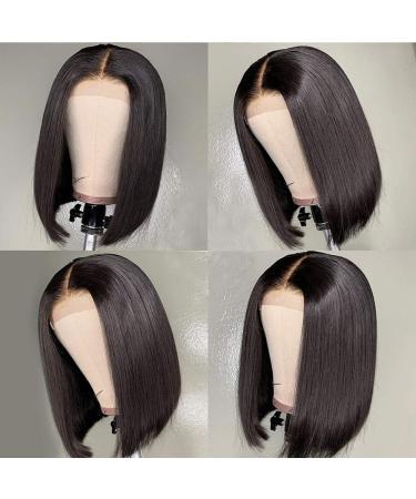 12 Inch Short Bob Brazilian Virgin Human Hair Wig | HD Transparent Lace Closure | Pre-Plucked with Baby Hair | 150% Density | Natural Black for Black Women - Buy Online on GoSupps.com