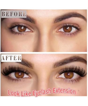 Cat Eye Lashes D Curl Russian Strip Lashes 17mm Fluffy False Eyelashes Clear Band Eyelashes Dramatic Faux Mink Lashes (Black (8 pairs)) - Buy Online on GoSupps.com