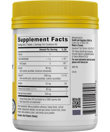 Swisse Ultiboost Vitamin C + Manuka Honey - Delicious Honey Lemon Chewable Tablets (120 Count) - Buy Online on GoSupps.com