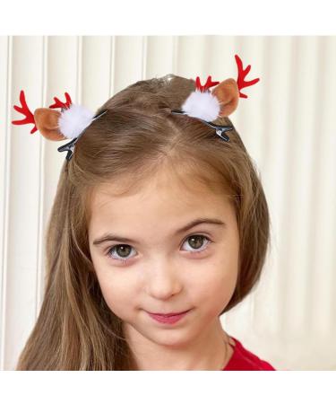 Christmas Hair Clips - Reindeer Antlers Ears Barrettes Portable Reindeer Antlers Ears Barrettes for Family Women Red Sable Dragon Horn - Buy Online on GoSupps.com