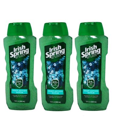 Irish Spring Body Wash Deep Action Scrub 18 oz (Pack of 3)