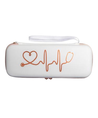 Stethoscope Case for Nurses - Fits 3M Littmann MDF & Omron | Extra Room for EMT Shears & Penlight | White Rosegold - Buy Online on GoSupps.com