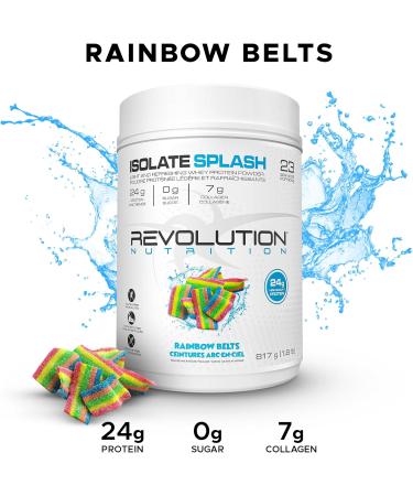 Revolution Nutrition Isolate Splash Clear Whey Protein Powder Juice-Type Protein Candy Flavour Collagen 24g Of Protein Per Scoop Zero Sugar 817g 23 Servings (Rainbow Belts 1.8 Pound) Rainbow Belts 1.8 Pound - Buy Online on GoSupps.com