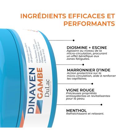 Dulac Dinaven Cr me Massage pour Jambes Lourdes et Fatigu es Effet Froid 100 ml Stimule la Circulation Sanguine des Jambes base de Diosmine Fragon Vigne Rouge Made in Italy - Buy Online on GoSupps.com