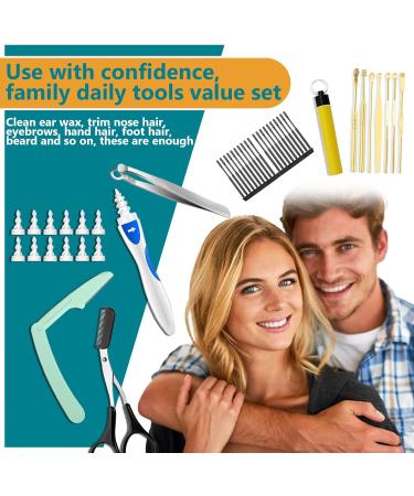 Ear Cleaner Ear Wax Removal Kit - 7 Pcs Spiral Tool with Sticky Swabs and Multi-Functional Trimmer - Family Value Package for Daily Use - Buy Online on GoSupps.com