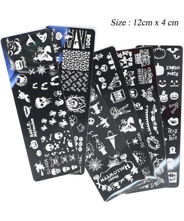 healthGUO Nail Art Stamping Plate Stamper Sponge Pen Halloween Pumpkin Bats Image Nail Polish Template Stamp Stencil Tools Kit 2 - Buy Online on GoSupps.com