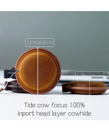 Sewing Tape Measure - Double-Sided Retractable Crazy Horse Leather - Yellow-Brown Carved Pattern - Buy Online on GoSupps.com