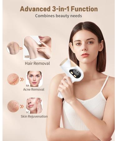 Buy Latest 3 in 1 IPL Hair Removal Device - 999 900 Pulses 9 Energy Levels Pain-Free | Best for Men & Women - Face Armpits Legs Body - Buy Online on GoSupps.com