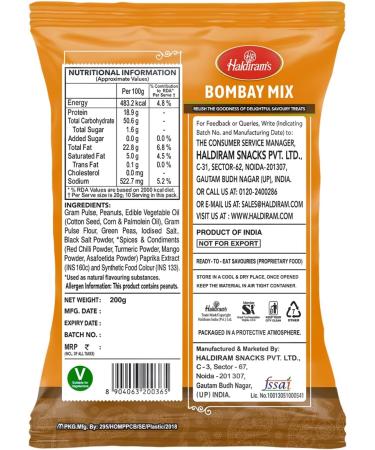  Haldiram's Haldiram Bombay Mix 200 g (lot de 6) - Buy Online on GoSupps.com