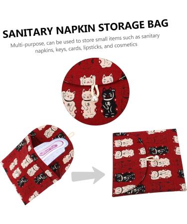 Healifty Womens Wallets Lucky Cat Storage Bag Ladies Purses Diaper Bag Organizer Womens Toiletry Bag s Coin Purse Napkin Bag Change Purse Wallet Travel Menstrual Pad Holder Storage Pouch Red 14X13CM - Buy Online on GoSupps.com