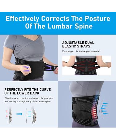 Bracepost Ultra-Breathable Back Brace for Lower Back Pain Relief - Adjustable Lumbar Support Belt for Herniated Disc, Sciatica, Scoliosis - Size Large, Black - Men & Women - Buy Online on GoSupps.com