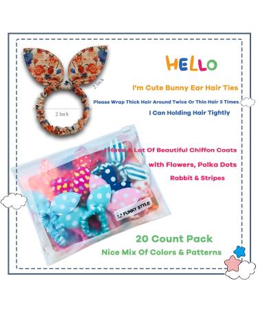 20pcs Toddler Girls Baby Hair Ties with Rabbit Ear Chiffon Scrunchies Ponytail Holders - Cute Mix - Buy Online on GoSupps.com