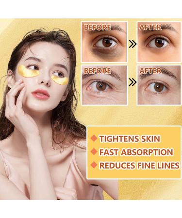 30 Pairs 24K Gold Under Eye Masks | Moisturizing Crystal Collagen Gel Pads for Dark Circles Puffy Eyes & Fine Lines - Best Under Eye Treatment for Women - Buy Online on GoSupps.com