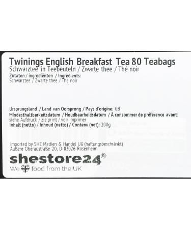 Buy Twinings English Breakfast Tea Bags - 80 Count | Premium Black Tea | Imported by Shestore24 - International Shipping Available - Buy Online on GoSupps.com