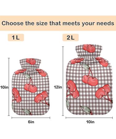 Naanle Plaid Cherry Hot Water Bottle - 1L Transparent Heat Bottle for Hand Warmer & Pain Relief Therapy - Ideal for Cold & Hot Treatment - Buy Online on GoSupps.com