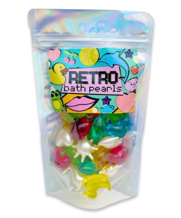 Retro Bath Pearls Jumbo Pack. 30 Assorted Bath Pearls Various Shapes and Scents. Animals Hearts Stars Pearls. Animal Bath Oil Beads Quirky Gift. Gift for Girlfriend Gift for Mom