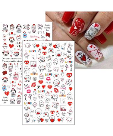 JMEOWIO 10 Sheets Valentines Day Heart Nail Art Stickers Decals Self-Adhesive Rose Love Nail Supplies Nail Art Design Decoration Accessories - Buy Online on GoSupps.com
