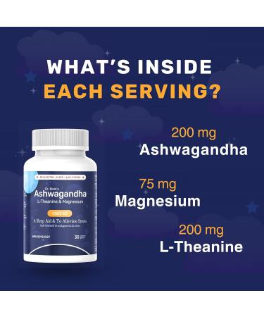 Dr. Klein's Ashwagandha 6000 mg 30:1 root extract 200mg per capsule 10% Withanolides. Sleep Aid Relaxation Stress Support with L-Theanine 200mg & Magnesium Bisglycinate 75mg Natural Cortisol Supplement. 30 Capsules. 30 count (Pack of 1) - Buy Online on GoSupps.com